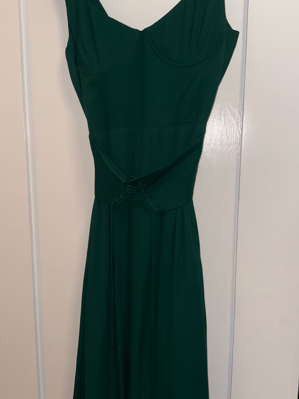 REFORMATION 2 Forest Green Sleeveless Fit-and-Flare Dress with corset lace up 👗